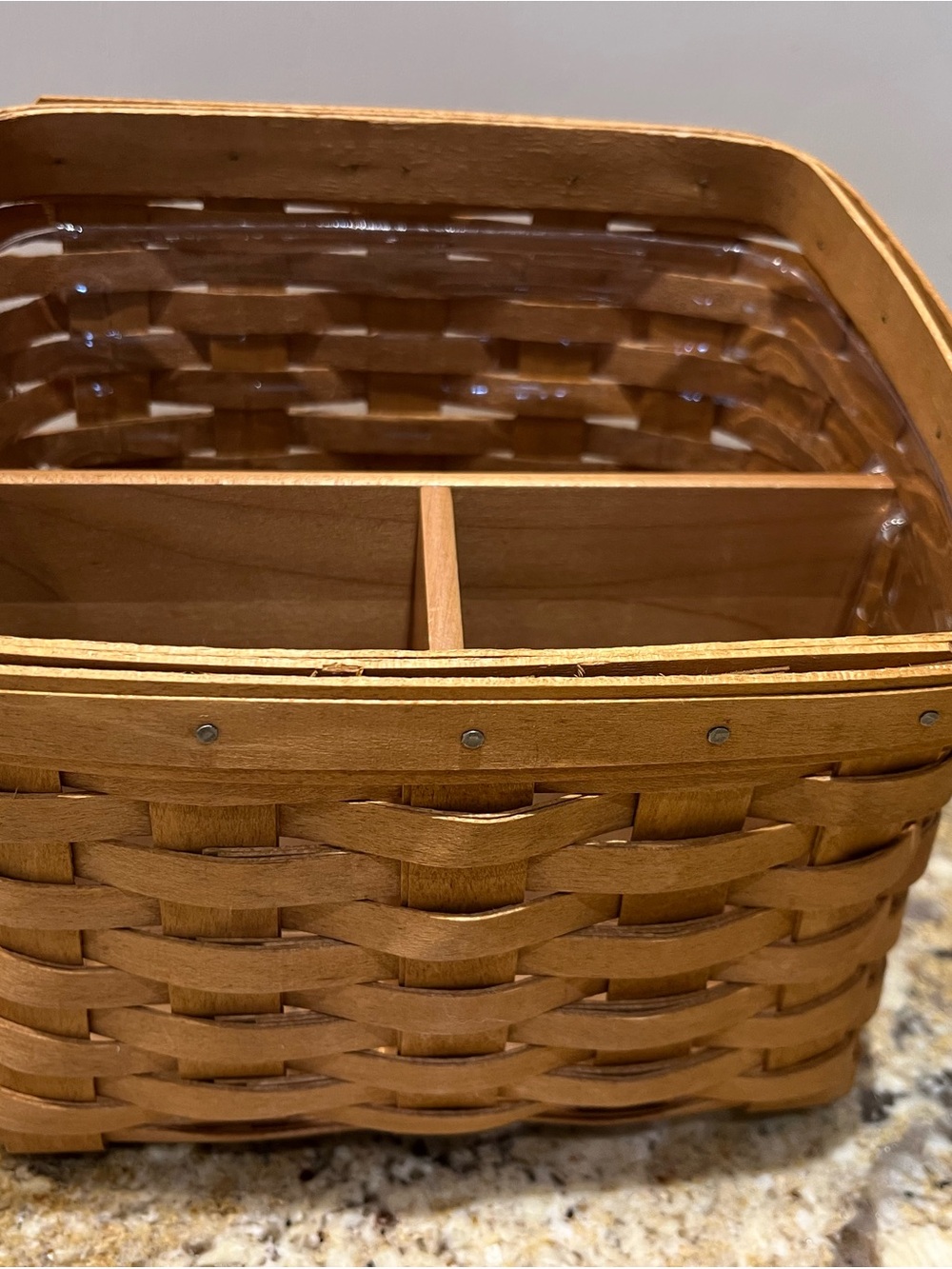 Longaberger Light Brown Divided Woven Basket Organizer